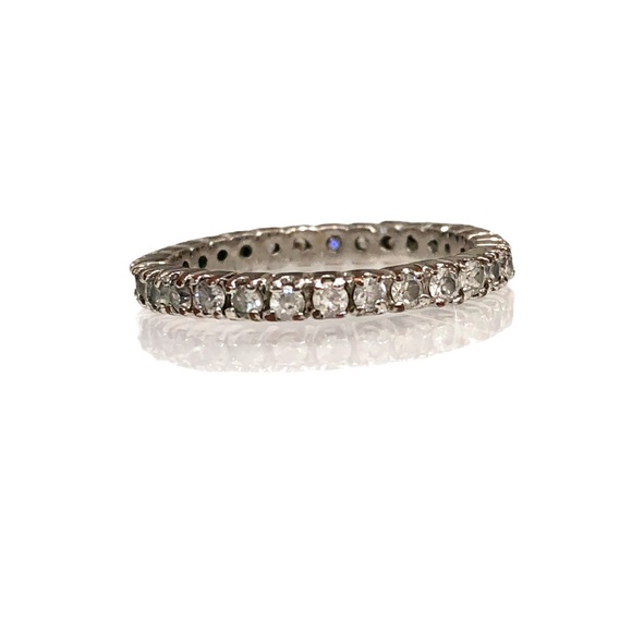VINTAGE ETERNITY BAND WITH ROUND 2MM CLEAR STONES IN SILVER TONE - Picture 1 of 12